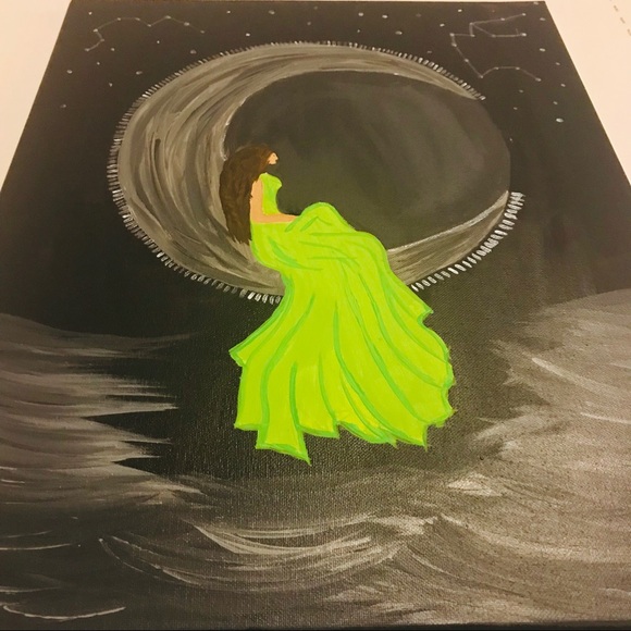 CUSTOM Zodiac Girl on Moon Nautical Boho Painting - Picture 8 of 8